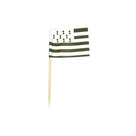 Drapeaux mini Bretagne x50 papier - 3.5 x 2.5cm (pic en bois de 6.5cm)