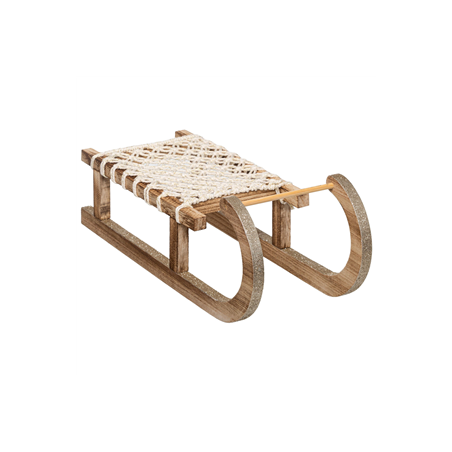 Luge en bois corde naturel 40 x 14 x 10cm