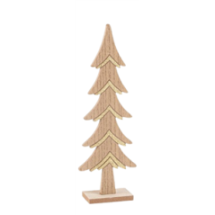 Grand Sapin Bois et Paillettes Or 31 x 10,5 cm