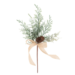 Branche de Sapin Eucalyptus et Pommes de pin nœud jute - Haut. 32cm