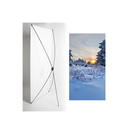 Kakemono Montagne levée soleil- 180 x 80 cm - Toile M1 avec structure  X- Banner