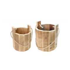 Set de 2 seaux en bois de 16.5 x 16 cm et 21 x 18 cm