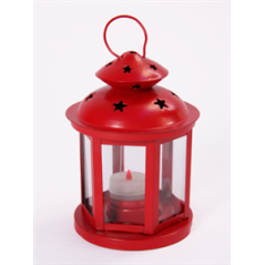 Lampe rouge en métal - H 15 cm