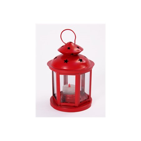 Lampe rouge en métal - H 15 cm
