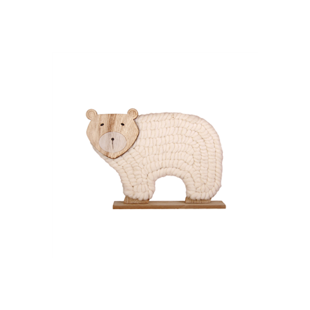 Ours en bois et laine - 25 x 6 x 19 cm