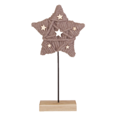 Etoile en bois et laine grise - 34 x 14 x 8 cm