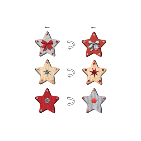 Etoiles de NOEL x 2 à suspendre ou à coller - 30 x 30 - Carton RV