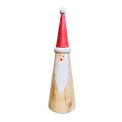 Père Noel conique en bois - Haut 23cm