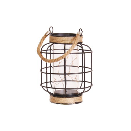 Lampe en fer et verre - 14 x 18cm (3 piles LR3 non comprises)