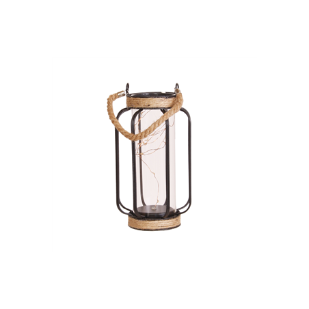 Lampe en fer et verre GM - 13.5x22cm (3 piles LR3 non comprises)