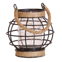 Lampe ronde en fer et verre - 13.5x14cm  (3 piles LR3 non comprises)