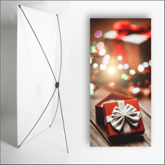 Kakemono Noel cadeau - 180 x 80 cm - Toile M1 avec structure  X- Banner