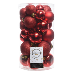 Boules de Noël - lot de 30 - assortiment de rouges / Diam. de 40 à 60 cm