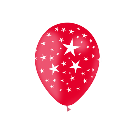 Ballon rouge motif étoiles x8 - Diam. 30cm
