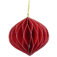 Boule alvéolée rouge goutte d'eau - Diam. 12cm