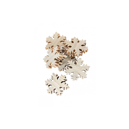 Lot de 12 flocons de neige en bois 4cm