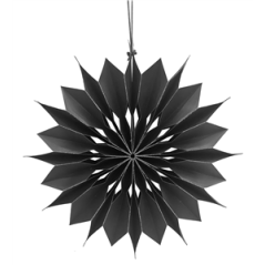 Flocon noir avec bordures dorées papier - Diam. 25cm