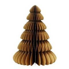 Sapin alvéolé beige et or - papier - Haut 40 cm