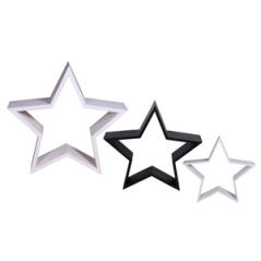 Grandes étoiles x 3 noires et blanches vieillies - Bois - Diam 40, 53 et 60cm