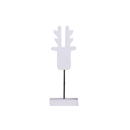 Tête de renne blanc vieilli - Bois - Haut 33cm
