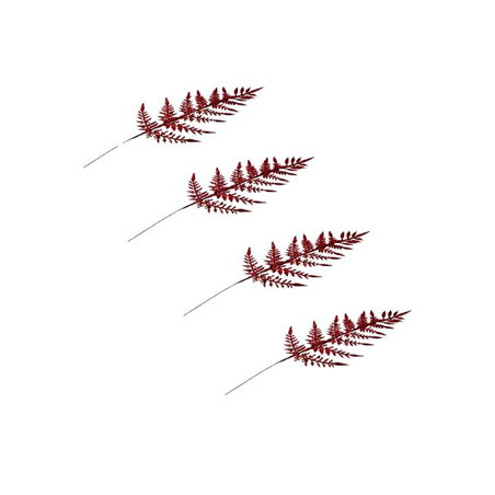 4 Branches de fougères paillettes rouges - Haut. 40cm