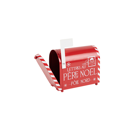 Boîte aux lettres du Père Noël métal rouge - 14,5 x 14 x 7,5cm