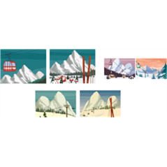 Mobiles Montagne Vintage - Lot de 3 - Larg 37 - 33 - 27cm