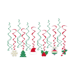Lot de 12 tourbillons Noël (dont 6 avec motifs 14cm) pvc - Haut. 90cm