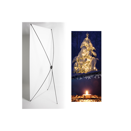 Kakemono Noel sapin - 180 x 80 cm - Toile M1 avec structure  X- Banner