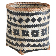 Panière ronde noire et bambou 20 x 24cm