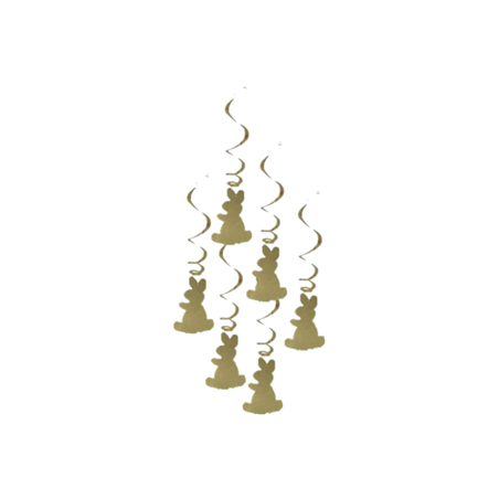 Lot de 6 tourbillons lapins Pâques métallisés (or ou argent) - Haut. 80cm