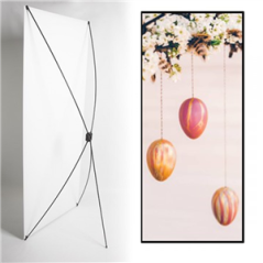 Kakemono Pâques Suspensions Œuf - 180 x 80 cm -Toile M1 avec structure X- Banner