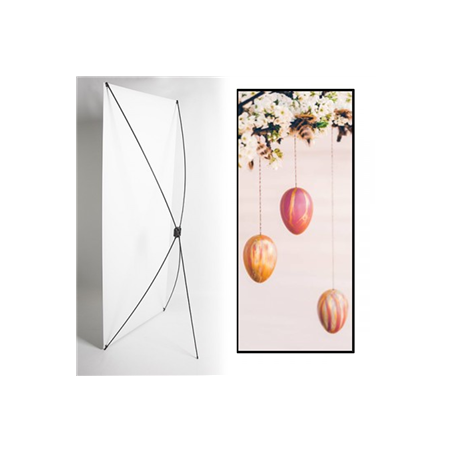 Kakemono Pâques Suspensions Œuf - 180 x 80 cm -Toile M1 avec structure X- Banner