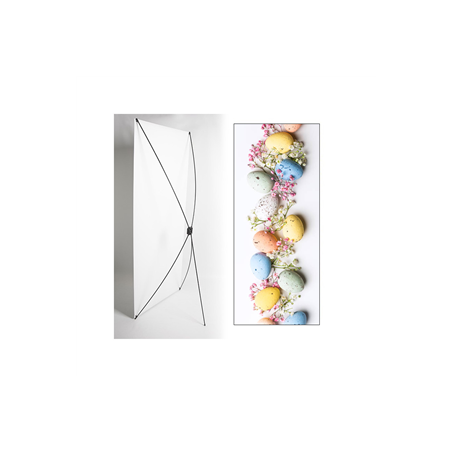 Kakemono Pâques Oeufs  et  Fleurs - 180 x 80 cm -Toile M1 avec structure X- Banner
