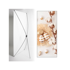 Kakemono Pâques Oeufs  et  Coton - 180 x 80 cm -Toile M1 avec structure X- Banner