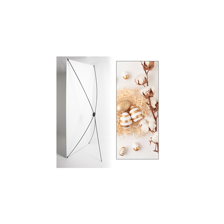 Kakemono Pâques Oeufs  et  Coton - 180 x 80 cm -Toile M1 avec structure X- Banner