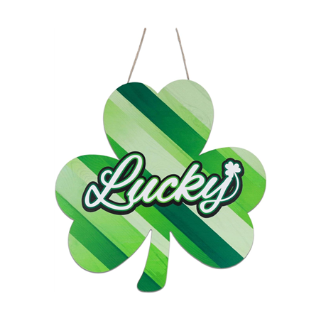 Panneau Trèfle vert Lucky St Patrick en bois 30 x 30 cm