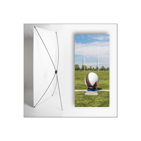 Kakemono Rugby Ballon - 180 x 80 cm sur Toile M1 avec structure  X- Banner