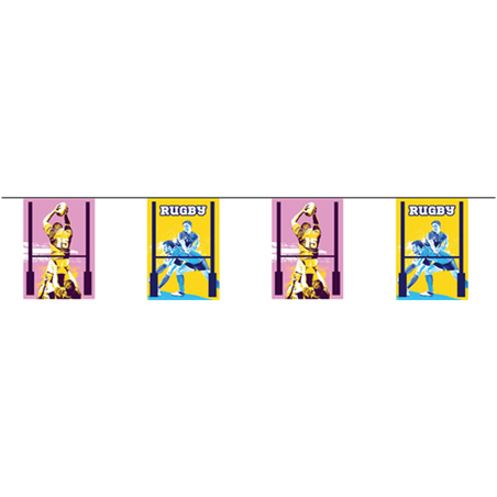 Guirlande Rugby Fairey 10 fanions 21 x 30cm - papier Long. 420cm