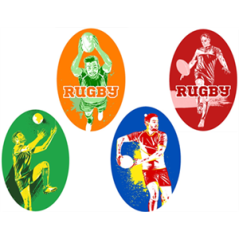 Mobiles Rugby Fairey x4 - carton - Haut. 38cm