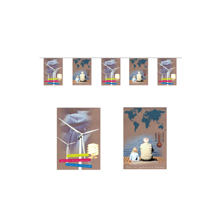 Guirlande Développement Durable 10 fanions 20 x 30cm - papier Long. 420cm