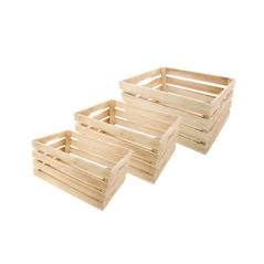 Caisses en bois naturel - Lot de 3 modèles gigognes - 42x30x20 cm (GM)