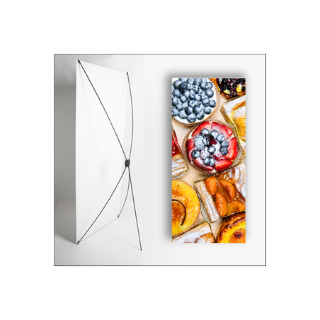 Kakemono Gastronomie Dessert - 180 x 80 cm - Toile M1 avec structure  X- Banner
