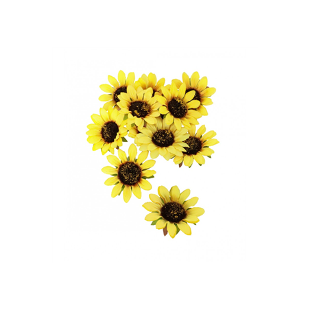 Sachet de 12 tournesols - polyester - 1,5 cm x 8 cm