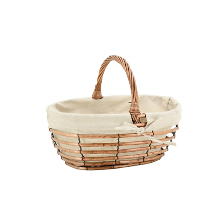 Panier ajouré doublé de jute - osier et métal - 35 x 28 x 28