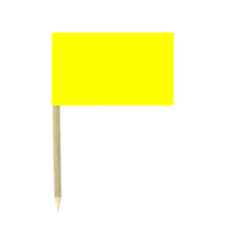 Drapeaux mini couleur jaune x50 papier - 3.5 x 2.5cm (pic en bois de 6.5cm)