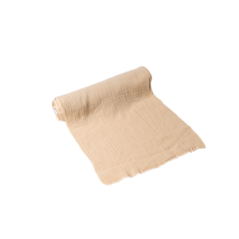 Chemin de table gaze de coton beige 30cm x 3m