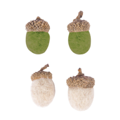 Sachet de 12 glands verts et beiges 2.5cm