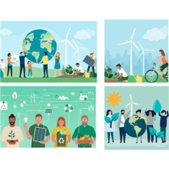 Mobiles Développement durable x4 R/V - carton - 47 x 27 et 30 x 30cm