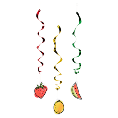 Lot de 3 tourbillons fruit - PVC  et  papier Haut. 85cm